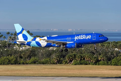 A JetBlue Airways Airbus A320 aircraft with license plate N796JB at Tampa airport, USA