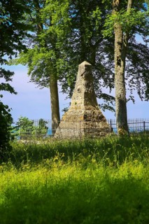 Rock obelisk near Lichtenstein, fence, geological past, display object, rocks from the Swabian