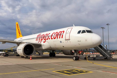 An Airbus A320neo Pegasus Airlines aircraft with the license plate TC-NBL at the airport in
