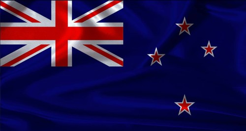 National flag of New Zealand with cloth texture. New Zealand flag with realistic texture background
