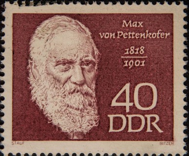 Max Joseph von Pettenkofer (1818-1901) was a German chemist and physician. Portrait on a German GDR
