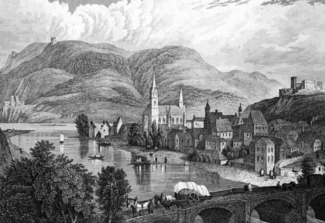 Bingen am Rhein, Rhineland-Palatinate, Germany, cityscape, small town, Rhenish mountains, church,
