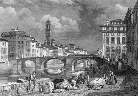 Ponte Santa Trineta, arched bridge over the Arno, Florence, Florence, Tuscany, Italy, cityscape,
