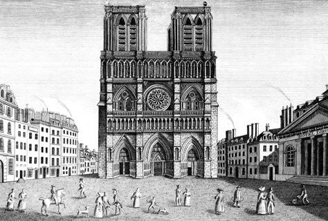Notre Dame Cathedral, Paris, France, rosette, west side, entrance, two square towers, square,