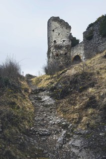 Ascent to the ruins of Mägdeberg Castle, Mühlhausen-Ehingen, Hegau, Konstanz district,