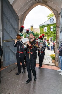 Historic mining day of miners 2025 in Schneeberg, miners of all trades proudly wear their habit on