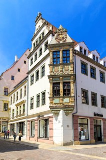 Renaissance-oriel am Obermarkt, Freiberg, Saxony, Germany