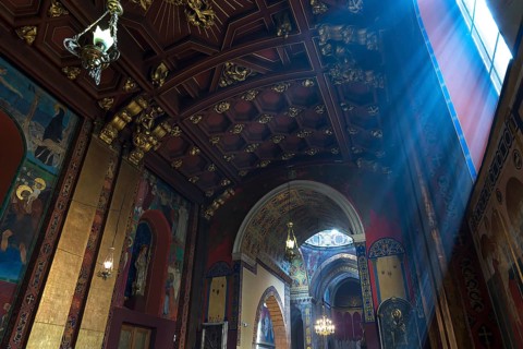 Altar room with vaulted ceiling of the Armenian Cathedral, Lviv, Ukraine