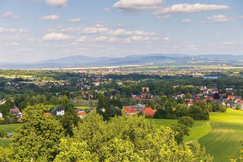 View from the Koitsche via Hörnitz to Zittau, Upper Lusatia, Saxony, Germany