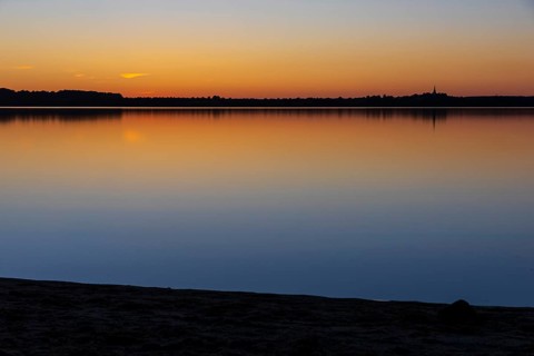 Sunset on the beach of Bautzen Reservoir, Upper Lusatia, Saxony, Germany