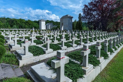 Ukrainian citizen soldier graves on an area of Lützenhofer cemetery Lychakivsky cemetery, Lviv,