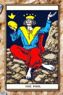 Classical representation of tarot card The Fool symbolizing innocence, freedom, originality,