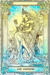 Modern representation of tarot card The Empress symbolizing fertility, motherhood, beauty,