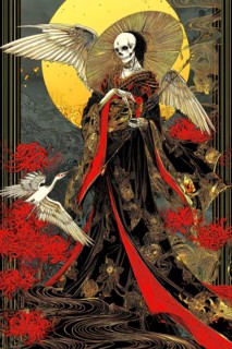 Modern representation of tarot card The Death symbolizing spiritual transformation, new beginnings,