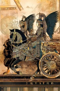 Modern representation of tarot card The Chariot symbolizing victory, success, determination, hard