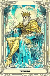 Modern representation of tarot card The Emperor symbolizing stability, fatherhood, authority, older