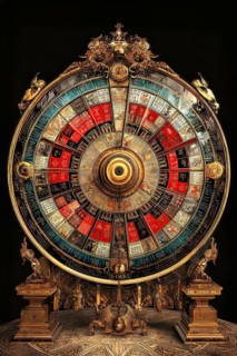 Modern representation of tarot card The Wheel of Fortune symbolizing destiny, change, fortune,