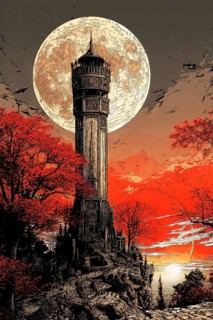 Modern representation of tarot card The Tower symbolizing chaos, destruction, disaster, tragedy,
