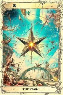 Modern representation of tarot card The Star symbolizing hope, inspiration, calm, renewal,