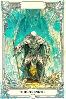 Modern representation of tarot card The Strength symbolizing courage, bravery, confidence,
