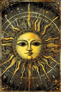 Modern representation of tarot card The Sun symbolizing success, freedom, Joy, optimism,