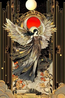 Modern representation of tarot card The Temperance symbolizing balance, peace, moderation, harmony,