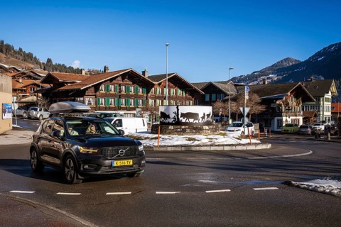 Traffic roundabout, Zweisimmen, Switzerland