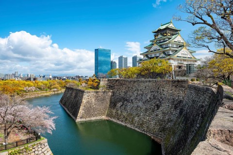 Osaka Castle, Moat Castle with Water, Osaka Castle Park, Chuo-ku, Osaka, Japan