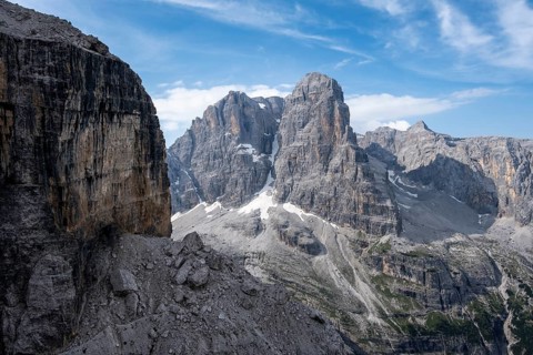 Rocky mountain landscape, Via Ferrata SOSAT via ferrata, Brenta Mountains, Trentino, Italy