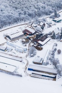 Close-up of a snow-covered farm in a snowy landscape, Haselstaller Hof, Gechingen, Calw district,