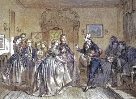 Dance lesson, the young people are taught ballroom dancing by a dance teacher/Dance lesson, the