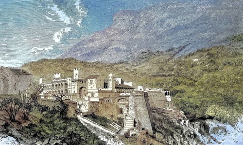 View of the Castle of Monaco/view of the castle of Monaco, historical, digitally restored