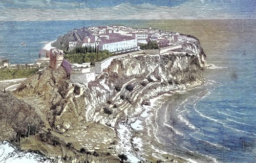 View of Monaco, Le Rocher/view of Monaco, Le Rocher, historical, digitally restored reproduction of