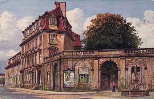 Historical postcard around 1900, Bayreuth, entrance to the Hofgarten, Upper Franconia, Bavaria,