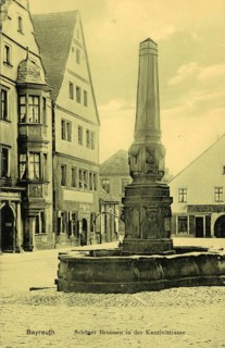 Historical postcard around 1900, Bayreuth, Schöner Brunnen in der Kanzleistraße, Upper Franconia,