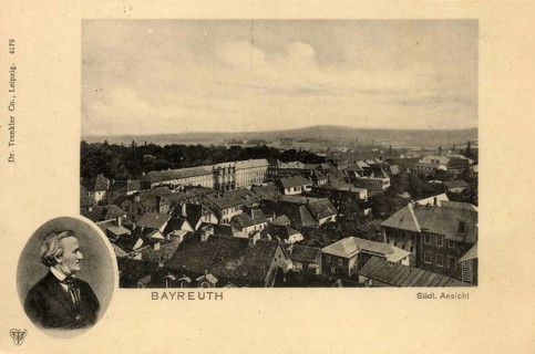 Historical postcard around 1910, view of Bayreuth from the south, Richard Wagner, Upper Franconia,
