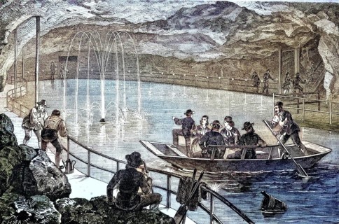 Berchtesgaden salt mine is the oldest active salt mine in Germany, Bavaria, here the lake in the