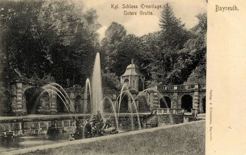 Historical postcard around 1900, Bayreuth, Hermitage and Lower Grotto, Upper Franconia, Bavaria,