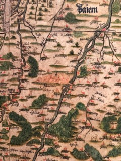 Hand-painted historical map from 1579, Peter Weinher, Bavarian National Museum, Munich, Upper