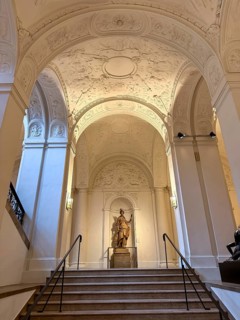 Entrance hall with stairs, Bavarian National Museum, Munich, Bavaria, Germany