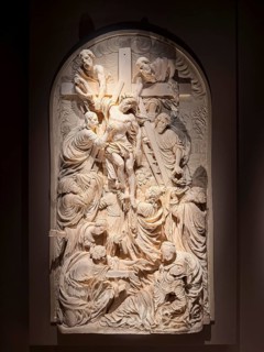 The Descent from the Cross and Lamentation of Christ, ivory relief mounted on wood, by Johann