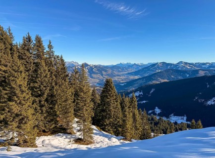 Mountain landscape and view towards Brixental, hiking to Feldalphorn, Kitzbühel Alps, Tyrol,