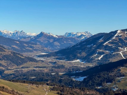 View of Westendorf and Brixental, mountain landscape, Kitzbühel Alps, Tyrol, Austria