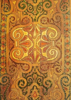 Ornate carved wood ornament with floral patterns, Morocco
