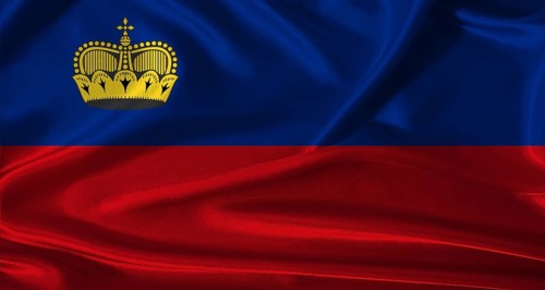 National flag of Liechtenstein with cloth texture. Liechtenstein flag with realistic texture