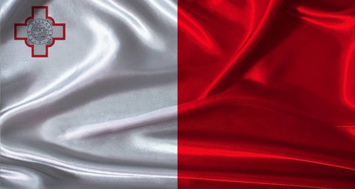 National flag of Malta with cloth texture. Malta flag with realistic texture background