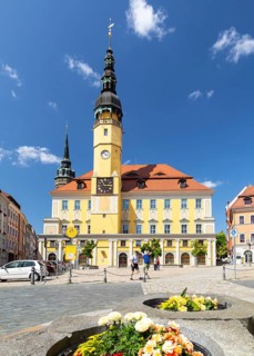 Hauptmarkt with St. Peter's Cathedral and Town Hall, Bautzen, Upper Lusatia, Saxony