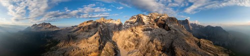 360 degree alpine panorama, aerial view, impressive mountain peaks of the Brenta Mountains, Brenta,