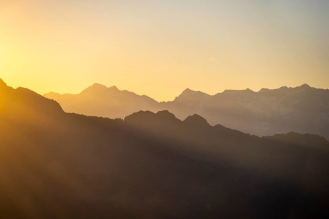 Sunset, mountain silhouette, Adamello-Persanell Alps, Trentino, Italy