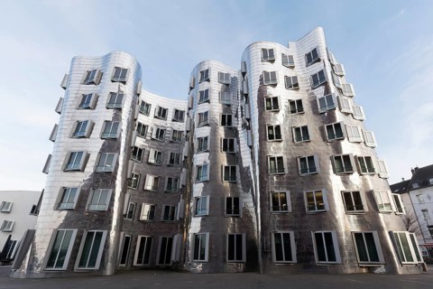 New Zollhof by architect Frank O. Gehry, house with aluminum façade, Gehry buildings in the